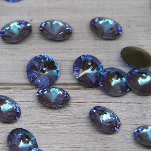 Loose 12mm Rivoli Crystal, Round Stone For Setting, Crystal Army Green Delite, Fancy Stone, Loose Aurora Crystals For Wholesale