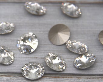 Preciosa Crystal Rivoli Stone: Argent Flare D-Foiled, 12mm/8mm