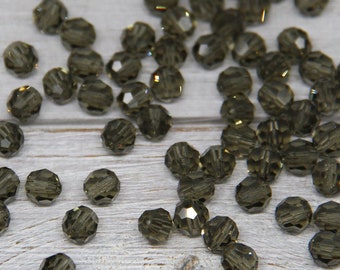 Preciosa Black Diamond Crystal Beads, 6mm Round Beads