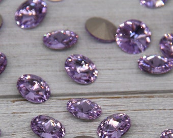 Violet Preciosa Crystal Rivoli Stone: 12mm/8mm D-Foiled Rhinestones