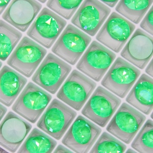 Elect. Green Ignite SS39 8mm Chatons – Unfoiled Austrian Crystals, XIRIUS 1088, Lacquer Pro Ignite for Cup Chain Settings & Jewelry Making