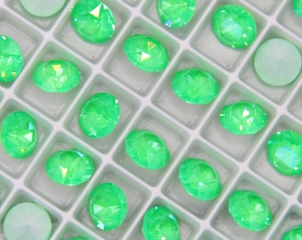 Electric Green Austrian Crystal Chatons: 8mm XIRIUS 1088, Unfoiled