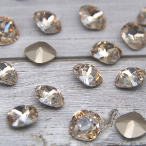 Loose 12mm Cushion Square Cut Maxima For Setting, Crystal Honey D-Foiled Crystal Fancy Stone, Preciosa Crystal Rhinestones