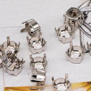 Paramètres de strass vides plaqués argent ou or en vrac pour 39ss strass ronds Rivoli & Chaton, éléments Swarovski, base de bijoux à bricoler soi-même