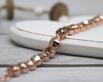 Rose Gold Crystal Tennis Bracelet: Sparkle Wedding Jewelry