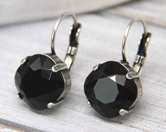 Dainty Black Crystal Earrings, Delicate Earrings, Minimalist Black Earrings, Everyday Earrings, Boho Earrings, Casual Earrings For Women