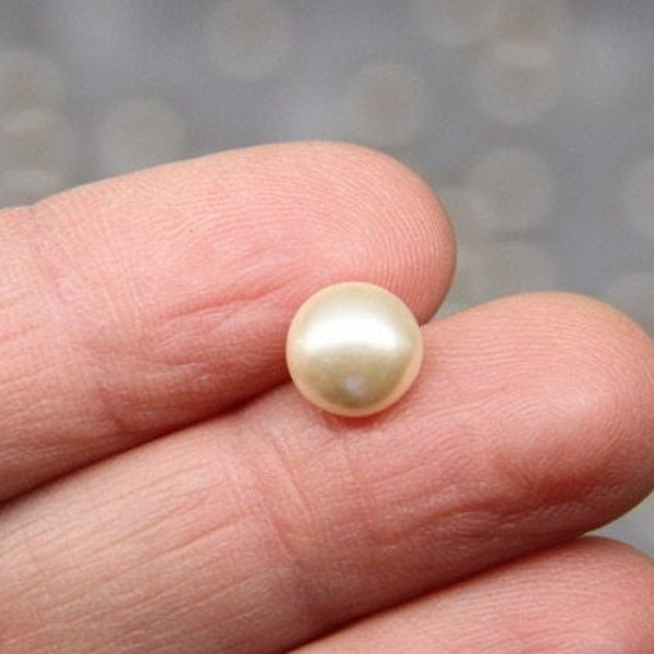 Loose 8mm Creamrose Cabochon, Preciosa Nacre Pearls For Setting, Nacre Cobochon, Flat Back Cabochon, Silky Smooth Finish, Jewelry Supplies