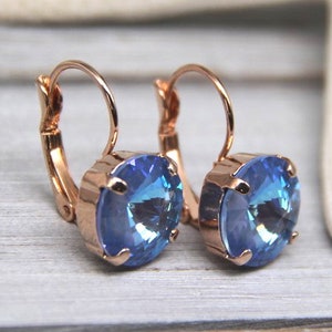 Blue Crystal Earrings: Small Glam Dangle Earrings