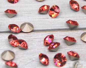 Padparadscha Preciosa Crystal Chaton: Diamantes de imitación sueltos de 8 mm
