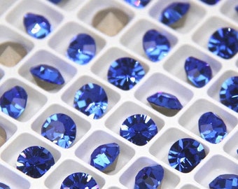 Loose 8mm Crystal Chaton, Maxima Chaton For Setting, Sapphire D-Foiled Crystal Chaton, Preciosa Crystal Rhinestones