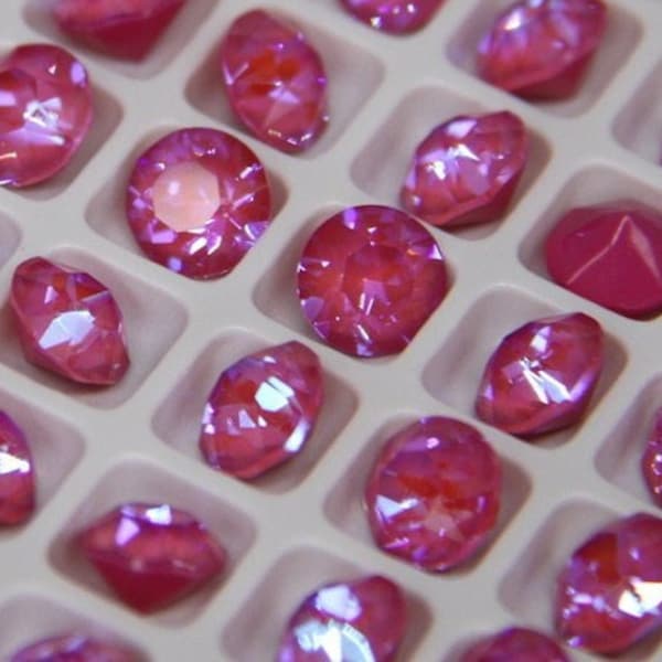 Loose 8mm Crystal Chaton, Round Stone For Setting, Crystal Lotus Pink Delite Chaton, Loose Aurora Crystals For Wholesale