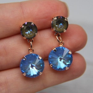 Ocean Blue Crystal Dangle Earrings: Glam Drop Earrings