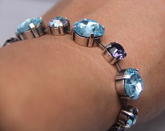 Braccialetto Sparkle Crystal: Braccialetto tennis vintage in argento blu