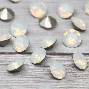 Loose (SS 39) 8mm Chaton, White Opal Foiled, Loose Crystals For Jewelry - Swarovski or Preciosa Crystals, Wholesale Rhinestones for Jewelry