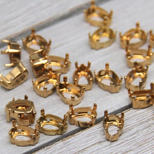 Gold NF Teardrop Rhinestone Settings: 10x7mm or 18x13mm, DIY Jewelry Supplies