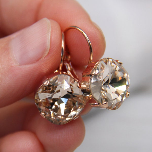 Swarovski Crystal Earrings, Elegant Christmas Earrings, Dainty Wedding Jewelry, Delicate Bridesmaid Earrings, Minimalist Bridal Earrings