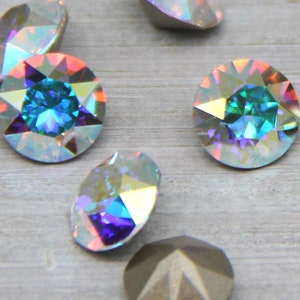 Crystal AB Foiled Chaton: 8mm SS39, Swarovski, Preciosa, or Aurora
