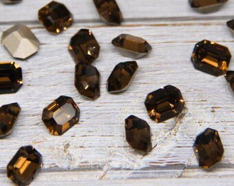 Preciosa Crystal Rhinestones: 10x8mm Smoked Topaz Octagon Cut Stone
