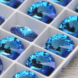 Cristal Rivoli en vrac de 12 mm, pierre ronde pour sertissage, bleu royal DeLite, pierre fantaisie, cristal Swarovski / Aurora, cristaux en vrac pour la vente en gros