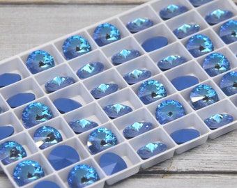 Ocean DeLite Unfoiled, Loose 12mm Rivoli, Rivoli 1122, Genuine Austrian Crystal, Wholesale Rhinestones