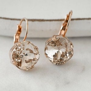 Swarovski Crystal Earrings, Elegant Evening Earrings, Dainty Wedding Jewellery, Delicate Bridesmaid Earrings, Minimalist Bridal Earrings image 1