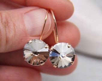 Antique Gold Drop Earrings, Velvet Crystal Jewelry For Women, Bridal Earrings, Wedding Earrings, Glam Earrings, Bling Earrings for Women