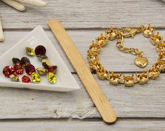 DIY Crystal Bracelet Kit, 8mm Chaton Bracelet Kit, Cup Chain Bracelet, Jewellery Making Inspiration Kit