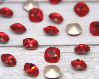 Preciosa Light Siam Crystal Rhinestones: 12mm Cushion Square Cut