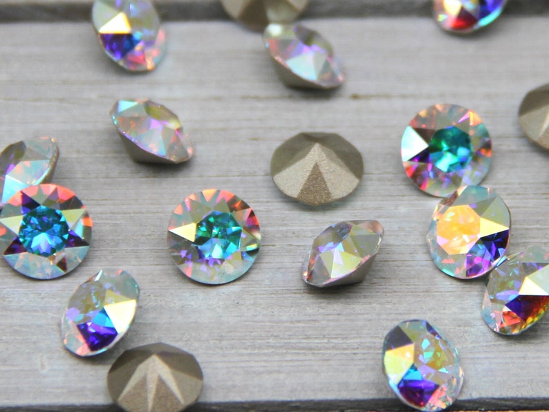 Loose (SS 39) 8mm Chaton, Crystal AB Foiled, Loose Crystals For Settings - Swarovski or Aurora Crystals, Wholesale Crystals for Jewelry