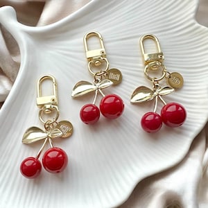 Cherry Keychain • Personalised Bag Charm • Phone Charm • Handbag Keychain • Custom Key Charm • Gift For Friend • Bag Accessory • Gift