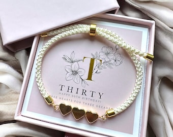 20th • 30th • 40th • 50th  Birthday Gift Bracelet • Adjustable Bracelet  • Women Decade Bracelet  • Gift For Friend • Birthstone Bracelet