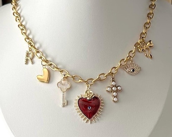 Custom Gold Charm Necklace • Build Your Own Stainless Steel Multi-Charm Necklace