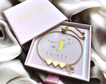 20. • 30. • 40. • 50. Geburtstag Geschenk Armband • Initial Armband • Frauen Jahrzehnt Armband • Personalisiertes Geschenk • Birthstone Armband