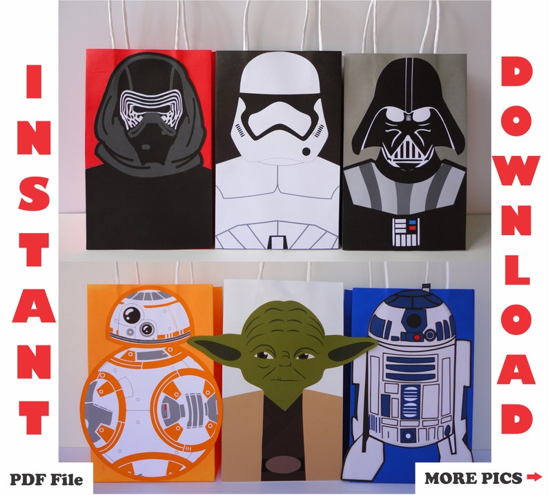 Star Wars Favor Bags Star Wars Goody Bag Star Wars Goodie Bags Star Wars Printables Star Wars Treat bags DIY Star Wars Party StarWars