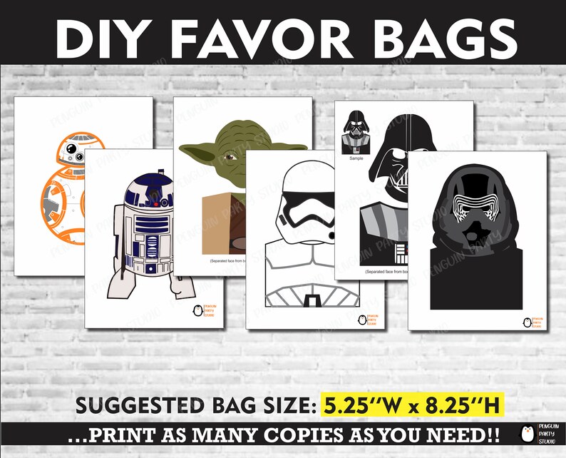 Star Wars Favor Bags Star Wars Goody Bag Star Wars Goodie Bags Star Wars Printables Star Wars Treat bags DIY Star Wars Party StarWars