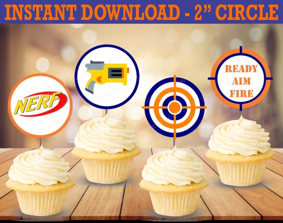 Nerf Cupcake Toppers Nerf War Birthday Nerf War Party Nerf Etsy