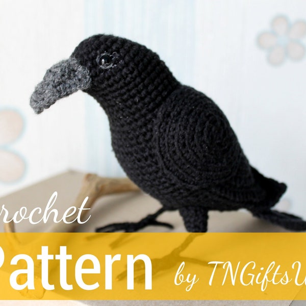 Krähe häkeln Anleitung PDF Gothic Rabe Rabe häkeln DIY Halloween Dekor realistische Vogel Vogelscheuche Geschenk für Crocheter