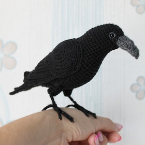 Crochet Crow PATTERN Tutorial PDF Gothic Black Raven Crochet DIY Halloween Decor Realistic bird scarecrow Gift for crocheter image 6