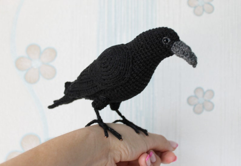 Crochet Crow PATTERN Tutorial PDF Gothic Black Raven Crochet DIY Halloween Decor Realistic bird scarecrow Gift for crocheter image 6