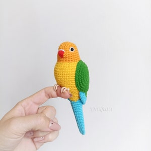 Crochet colorful Conure bird Stuffed animal themed toy bird messanger Amigurumi toy postman Parakeet toy gift for mother Plush Memorial image 8