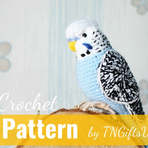 Wzór na szydełkową papużkę, samouczek PDF na ptaka amigurumi Elastyczne łapy Łatwe do wykonania