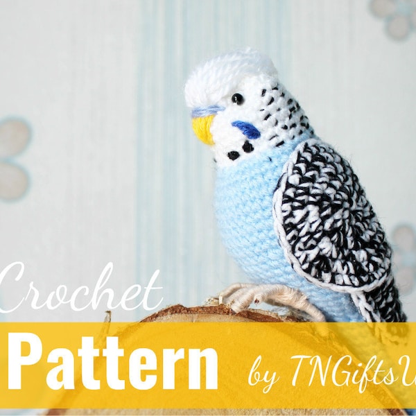 Gehaakte parkiet patroon Tutorial PDF Amigurumi Nieuwjaar vogelliefhebbers knuffeldier Easy Crochet Decor Blauwe vogel met flexibele poten home decor