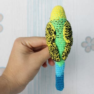 Crochet Green Budgie Easy PATTERN DIY Tutorial PDF New Year bird ornament Realistic bird with Flexible paws Amigurumi toy stuffed decor image 4