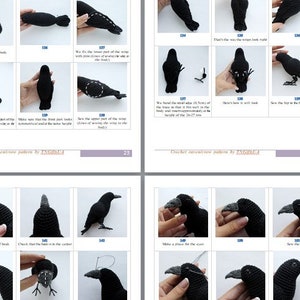 Crochet Crow PATTERN Tutorial PDF Gothic Black Raven Crochet DIY Halloween Decor Realistic bird scarecrow Gift for crocheter image 10