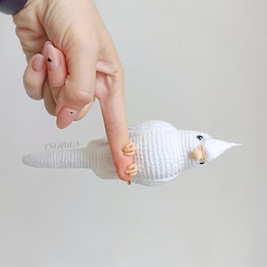 Albino Cockatiel Bird Plush Crochet White Angel Stuffed Animal Parrot Amigurumi toy Gift for Pet loversWhite