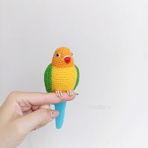 Crochet colorful Conure bird Stuffed animal themed toy bird messanger Amigurumi toy postman Parakeet toy gift for mother Plush Memorial image 9