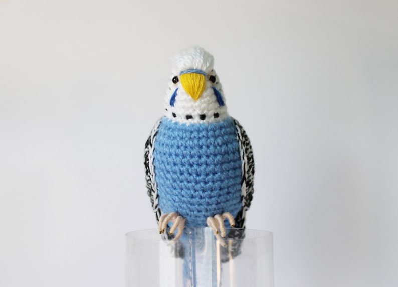 Crochet Blue Budgerigar Custom parakeet Parrot toy Stuffed Etsy