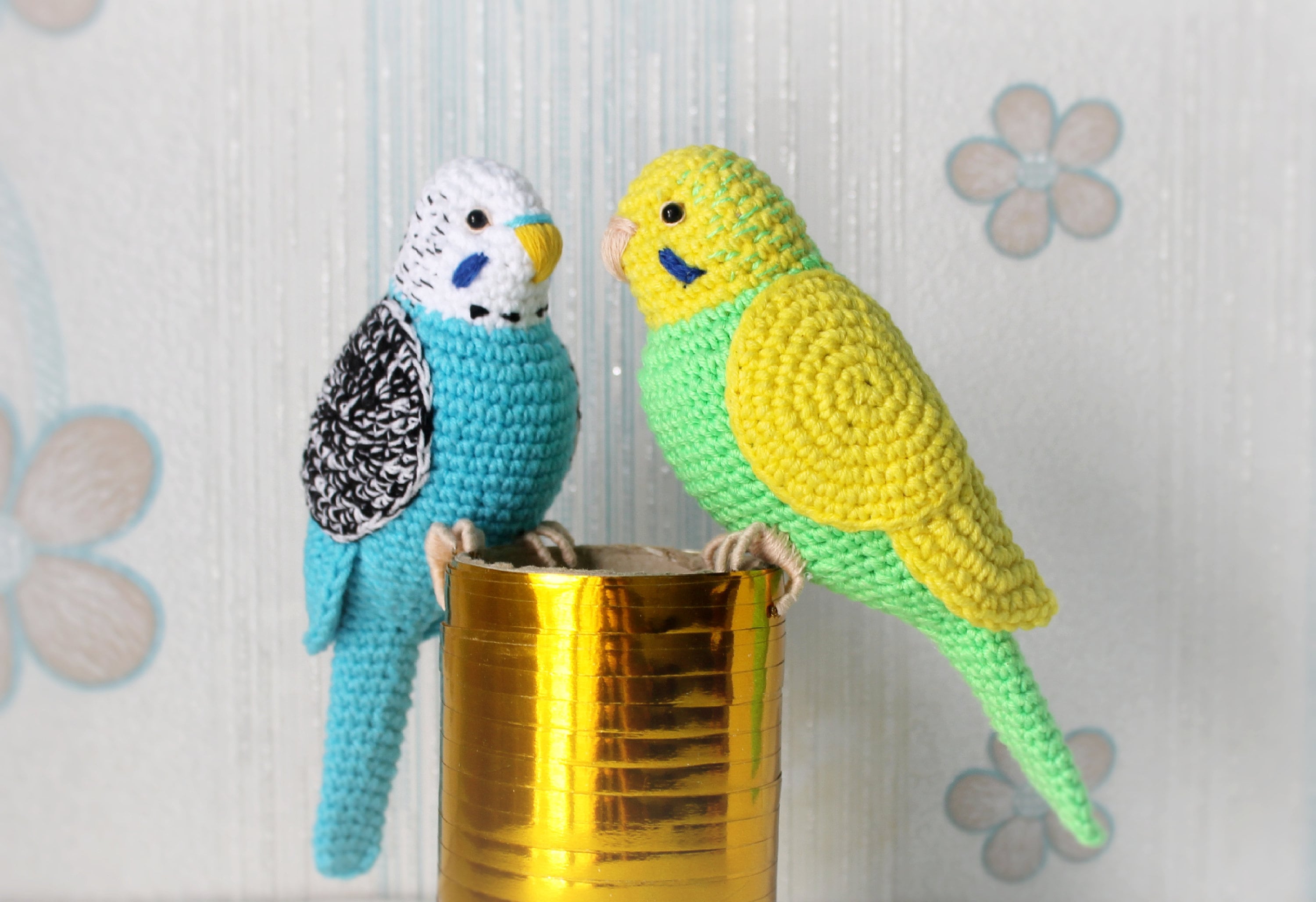 ボタンインコペア　編みぐるみ　チェーン ボタンインコペア 編みぐるみ チェーン