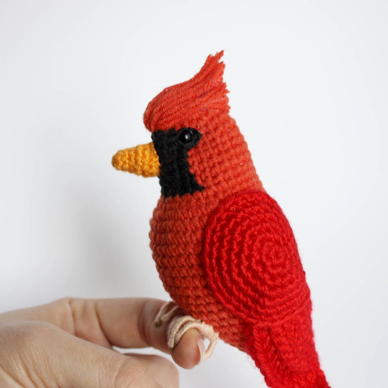 Crochet Cardinal Red bird PATTERN Tutorial PDF Christmas tree ornament DIY Realistic bird Amigurumi toy stuffed animal St.Louis Cardinals image 2