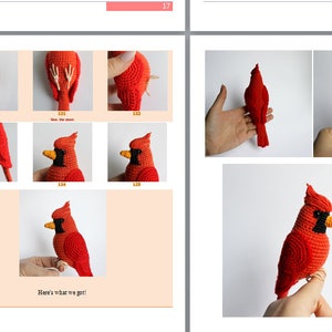 Crochet Cardinal Red bird PATTERN Tutorial PDF Christmas tree ornament DIY Realistic bird Amigurumi toy stuffed animal St.Louis Cardinals image 7